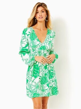 LILLY PULITZER Calla Long Sleeve Dress "KISS MY TULIPS" Size XXS $178